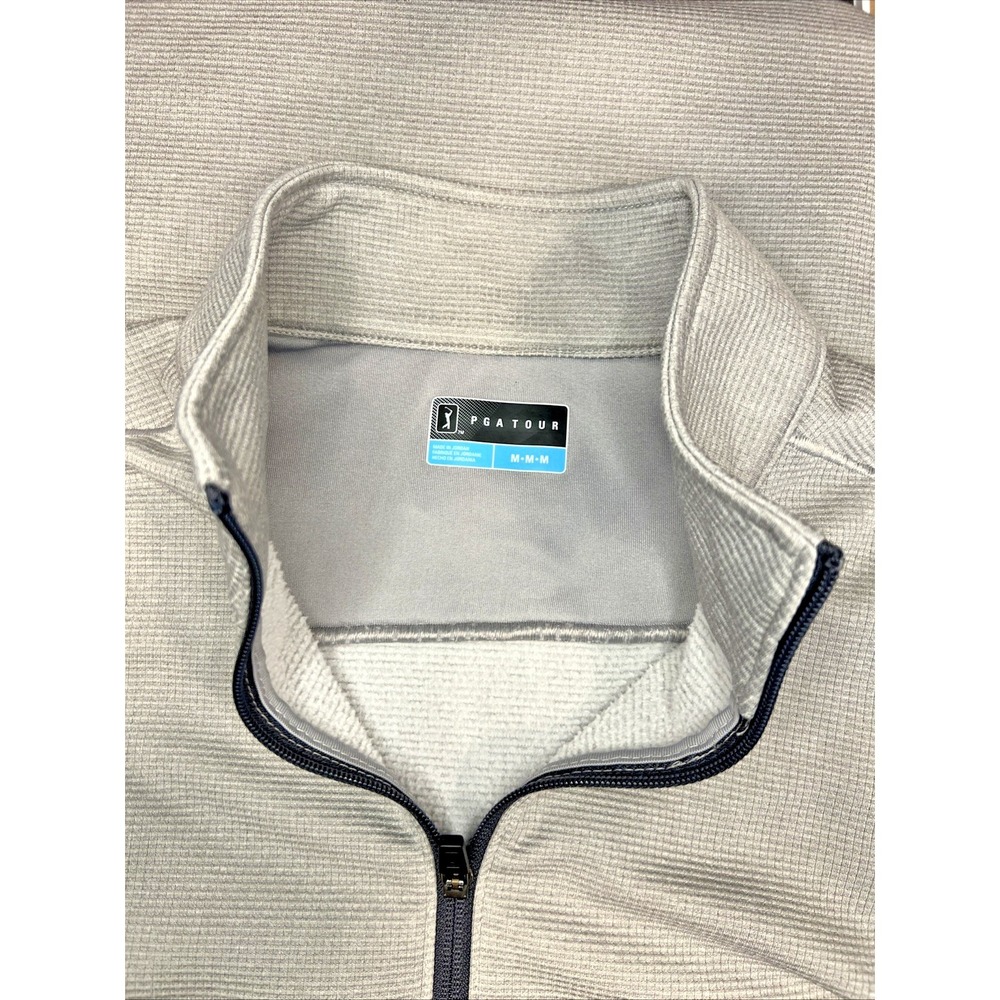 PGA Tour Waffle Knit Thermal 1/4 Zip Pullover Men's Medium Gray Polyester - Picture 3 of 7